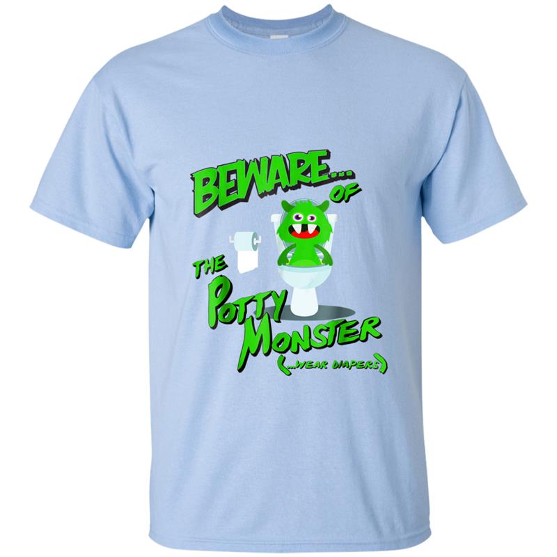 Mens Beware of the Potty Monster - Wear Diapers ABDL T-shirt-mt