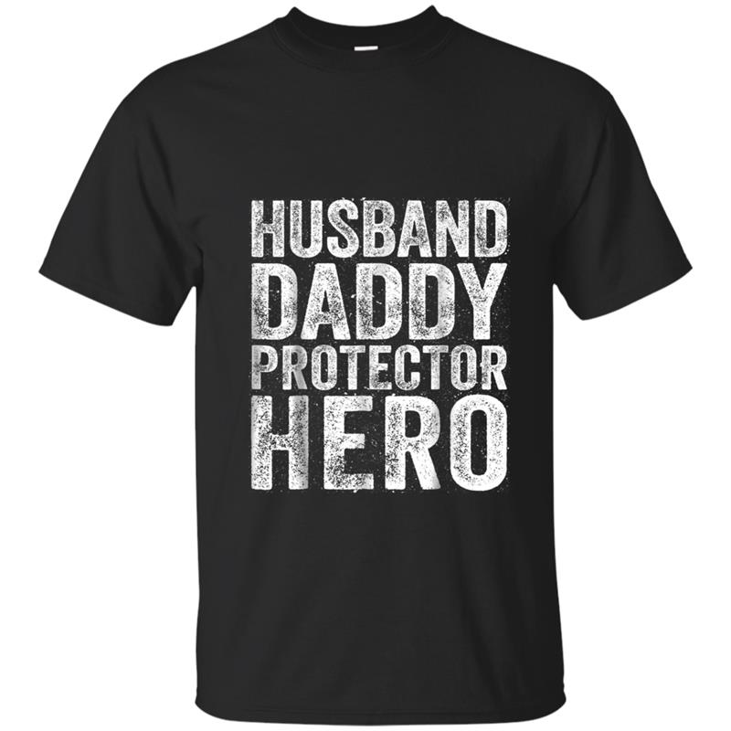 Mens Husband Daddy Protector Hero  Father's Day Gif T-shirt-mt