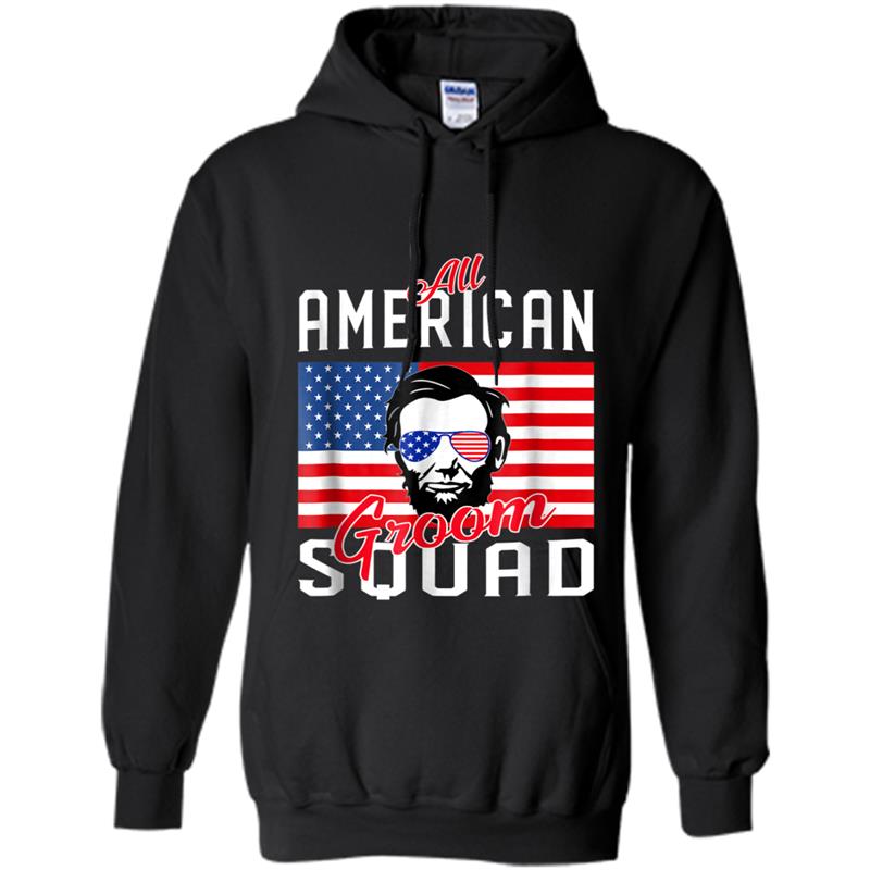 Mens July 4th Bachelor Party  All American Groom Squad Tee Hoodie-mt