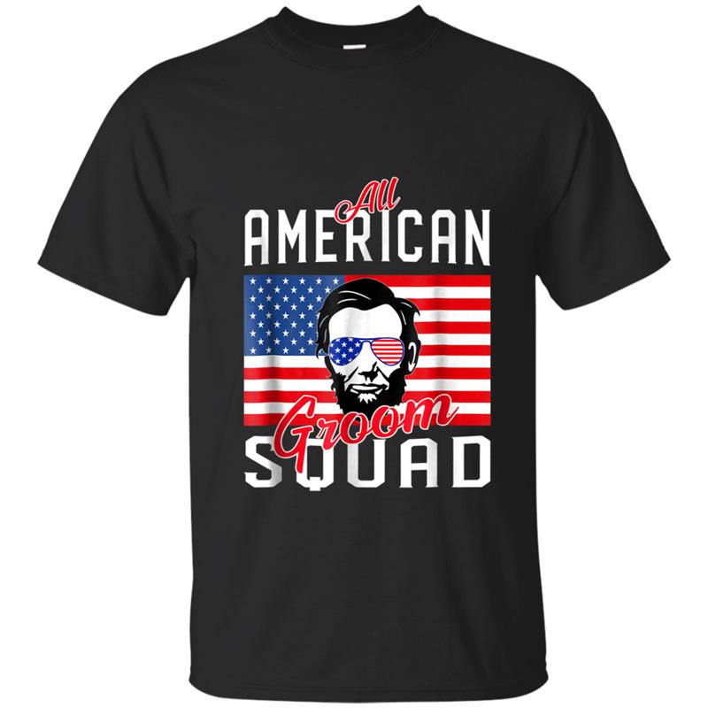 Mens July 4th Bachelor Party  All American Groom Squad Tee T-shirt-mt