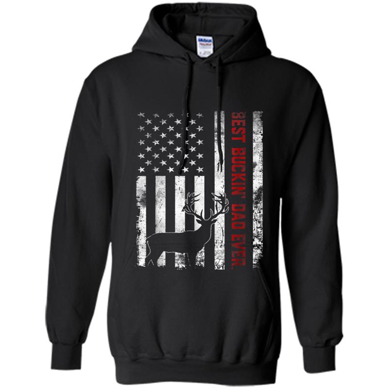 Mens USA Flag Best Buckin' Dad Ever Deer Hunting Fathers Gift Hoodie-mt