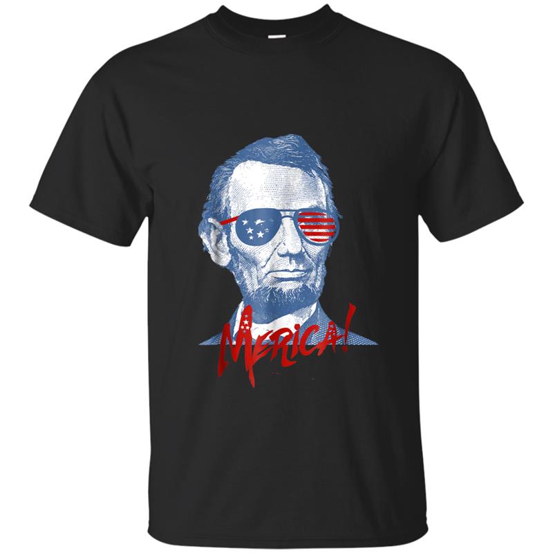 Merica Abe Lincoln 4th of July  for Women Memorial Day T-shirt-mt