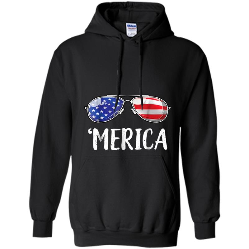 Merica Sunglasses 4th of July  Kids Boys Girls Men US Hoodie-mt