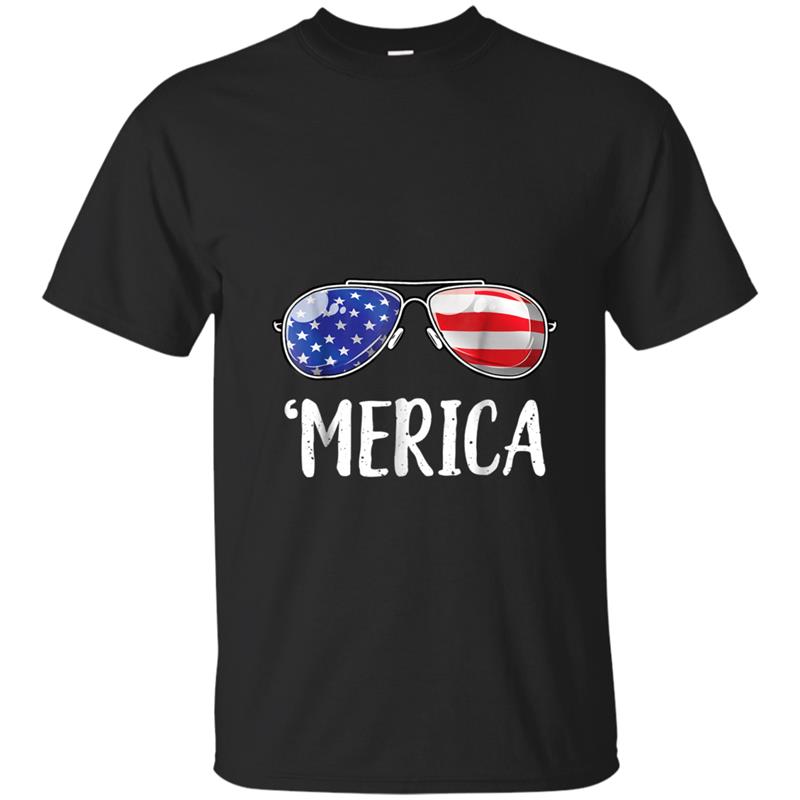 Merica Sunglasses 4th of July  Kids Boys Girls Men US T-shirt-mt