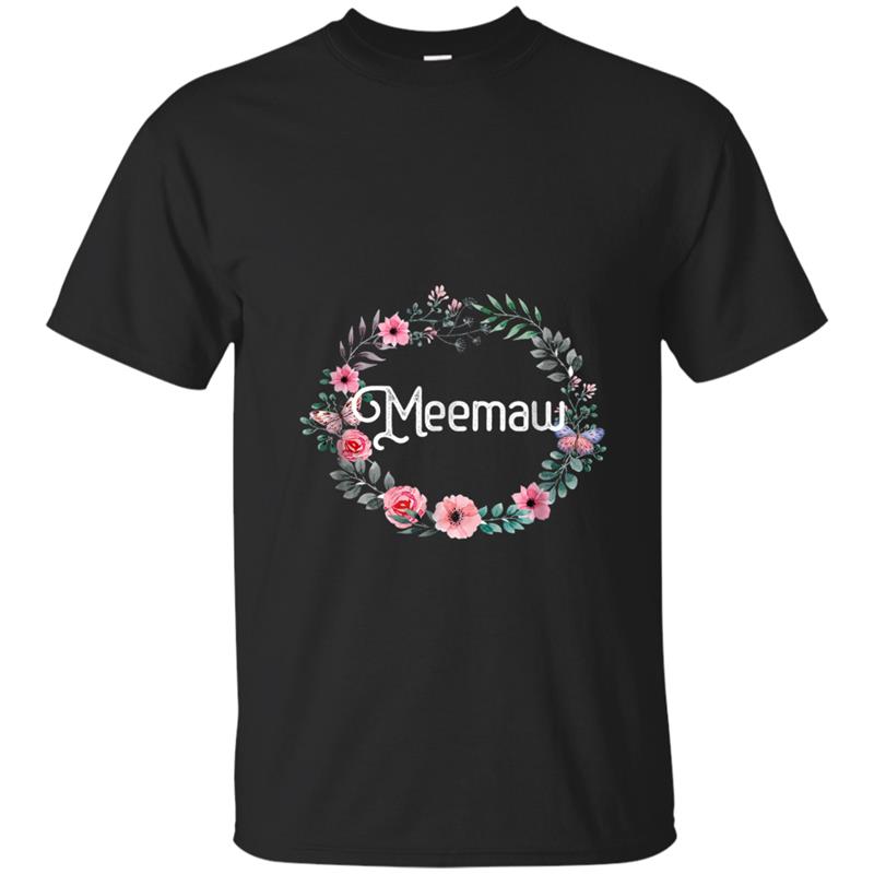 Mother's Day Gift For Grandma Men Women Floral Meemaw T-shirt-mt