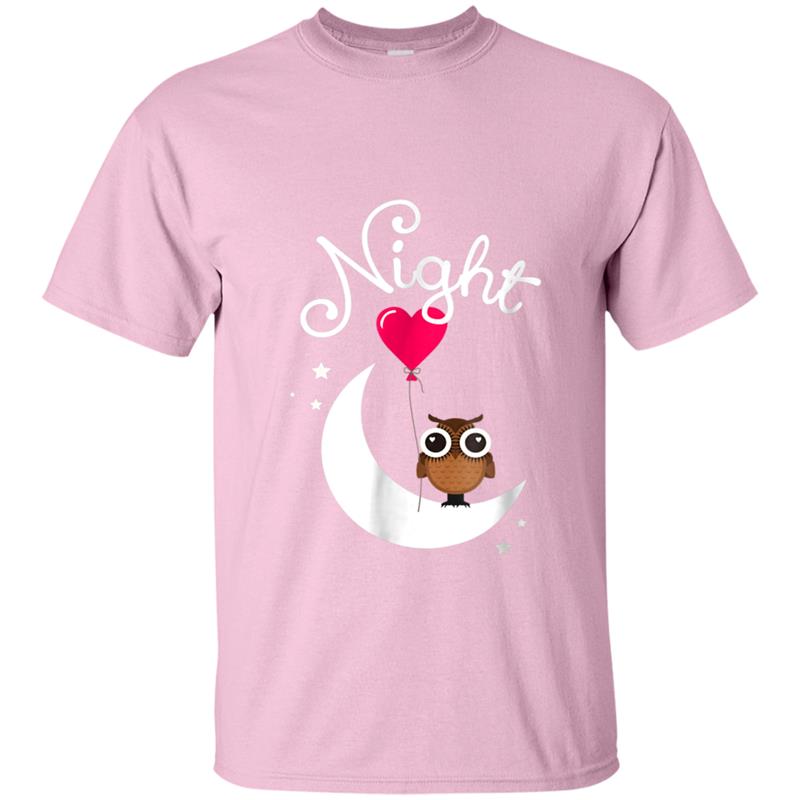 Night Owl  with Moon Heart and Stars T-shirt-mt