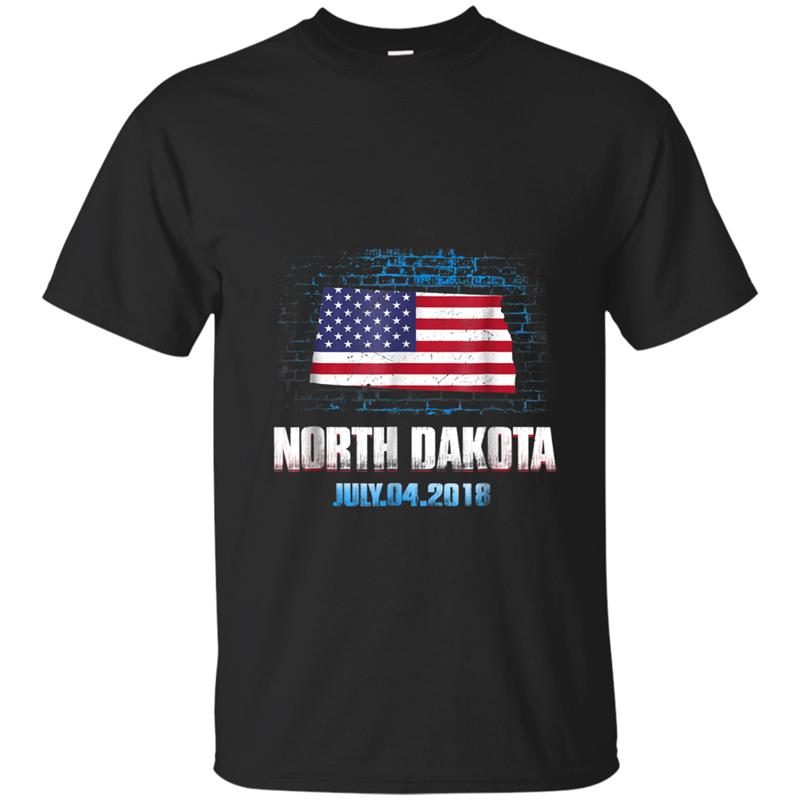 North Dakota  American USA Flag 4th Of July 2018 T-shirt-mt
