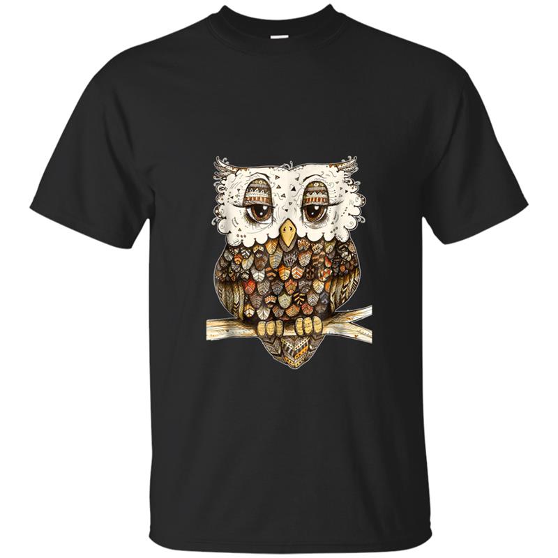 Owl Brocade Owl  For Women Girls T-shirt-mt