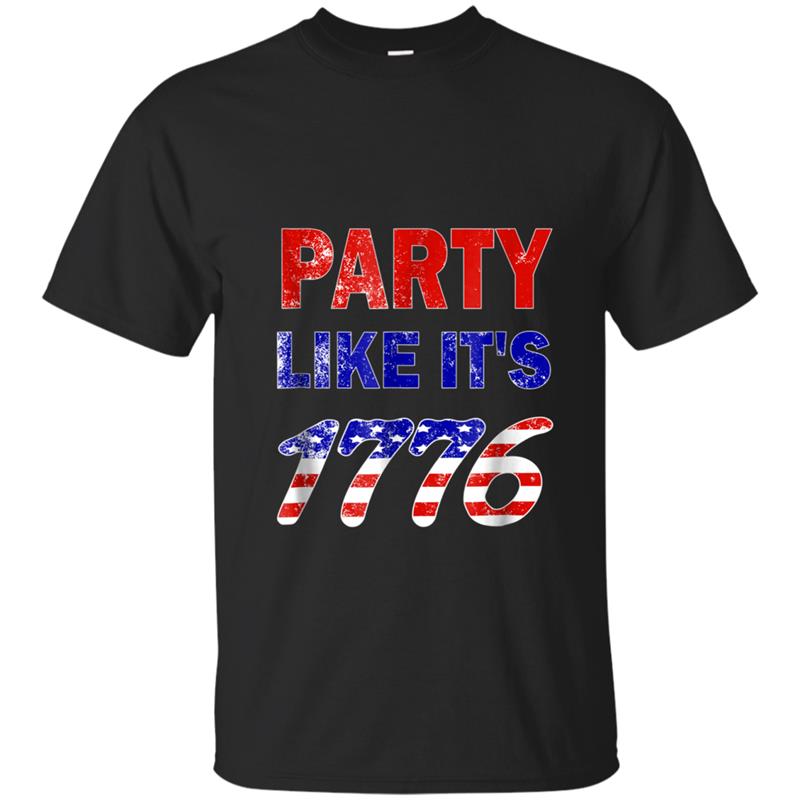 Party Like It Is 1776  4th of July Distressed Patriotic T-shirt-mt