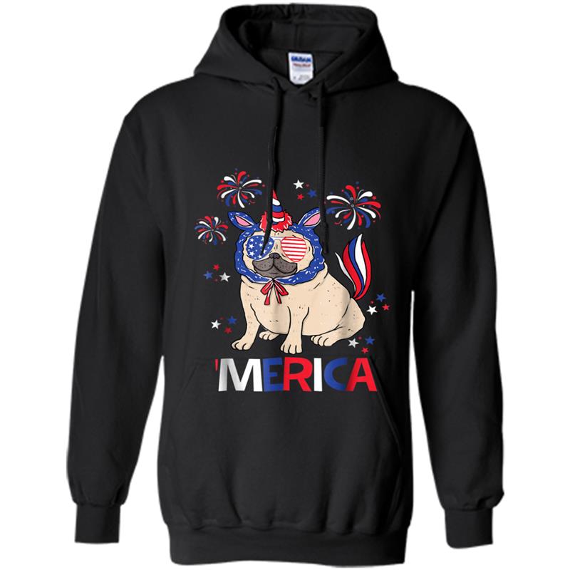 Patriotic Pug Merica 4th July  for Kids, Women, Men Hoodie-mt