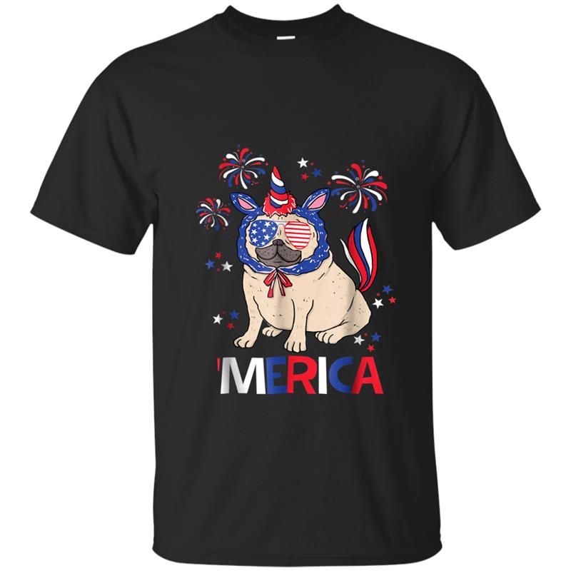 Patriotic Pug Merica 4th July  for Kids, Women, Men T-shirt-mt