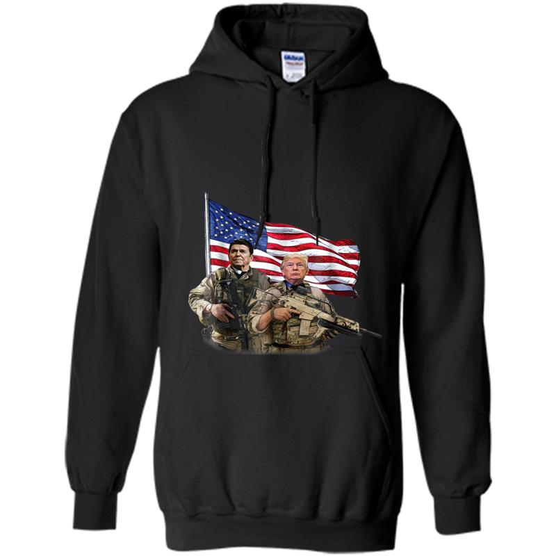 Presidential Soldiers Ronald Reagan & Donald Trump USA Flag Hoodie-mt