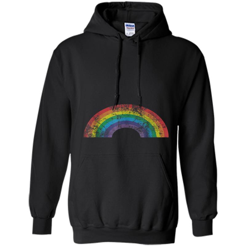 Rainbow  Vintage Retro 80's Style Gay Pride Gift Hoodie-mt