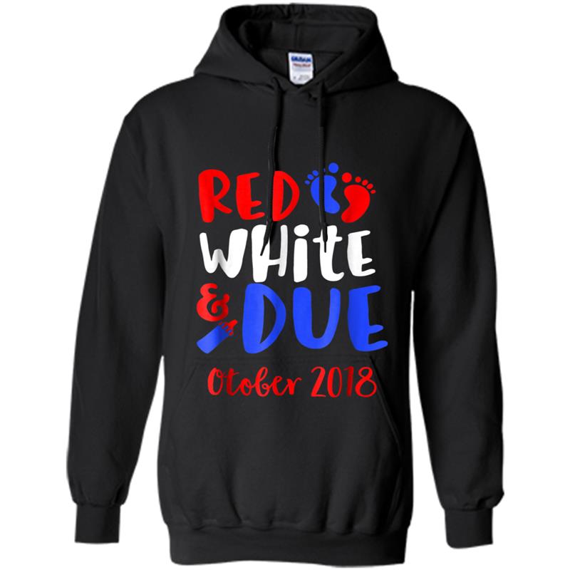 Red White And Due October 4th of July  Pregnancy Mom Hoodie-mt