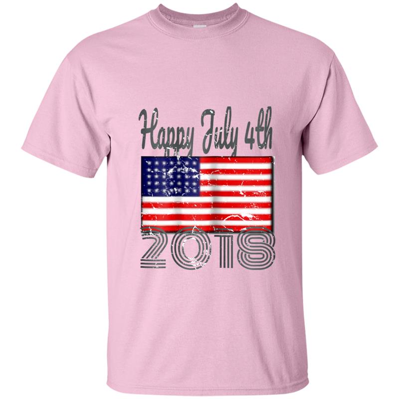 Retro Vintage Distressed July 4th Flag USA 2018  gift T-shirt-mt