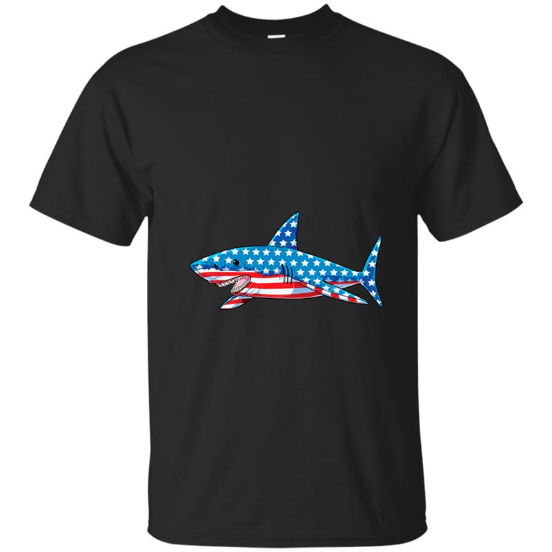 Shark American Flag  4th of July Kids Boys Jawsome T-shirt-mt