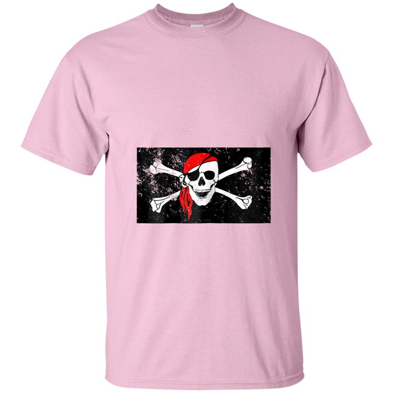 Spooky Pirate Skull and Crossbones  Halloween T-shirt-mt