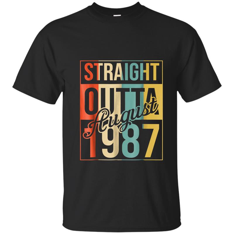 Straight Outta Retro August 1987 31st Birthday Gift 31 years T-shirt-mt