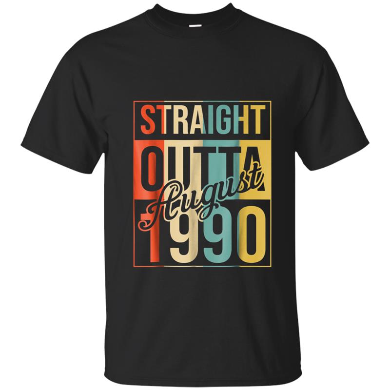 Straight Outta Retro August 1990 28th Birthday Gift 28 years T-shirt-mt