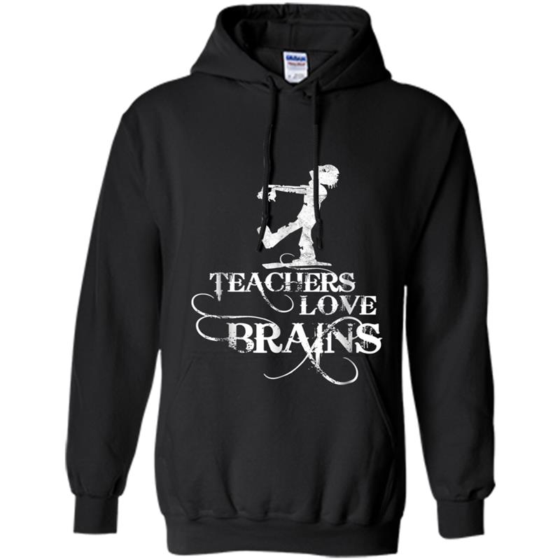 Teachers Love Brains Zombie Teacher Halloween Hoodie-mt