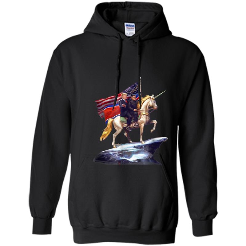 Trump and Kim Jong Un riding horse Funny Hoodie-mt