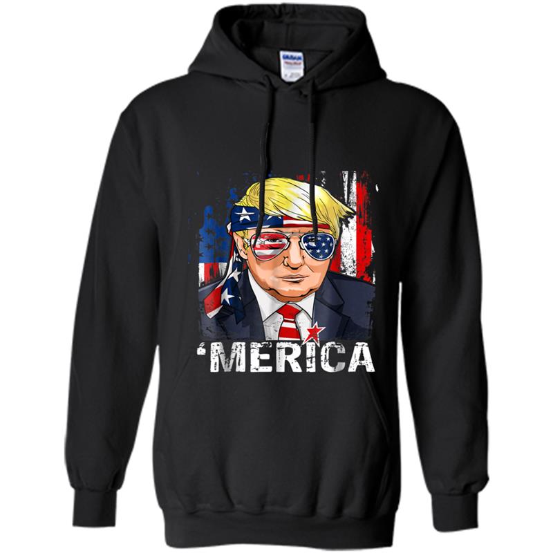 Trump Merica  Murica 4th of July American Flag Hoodie-mt