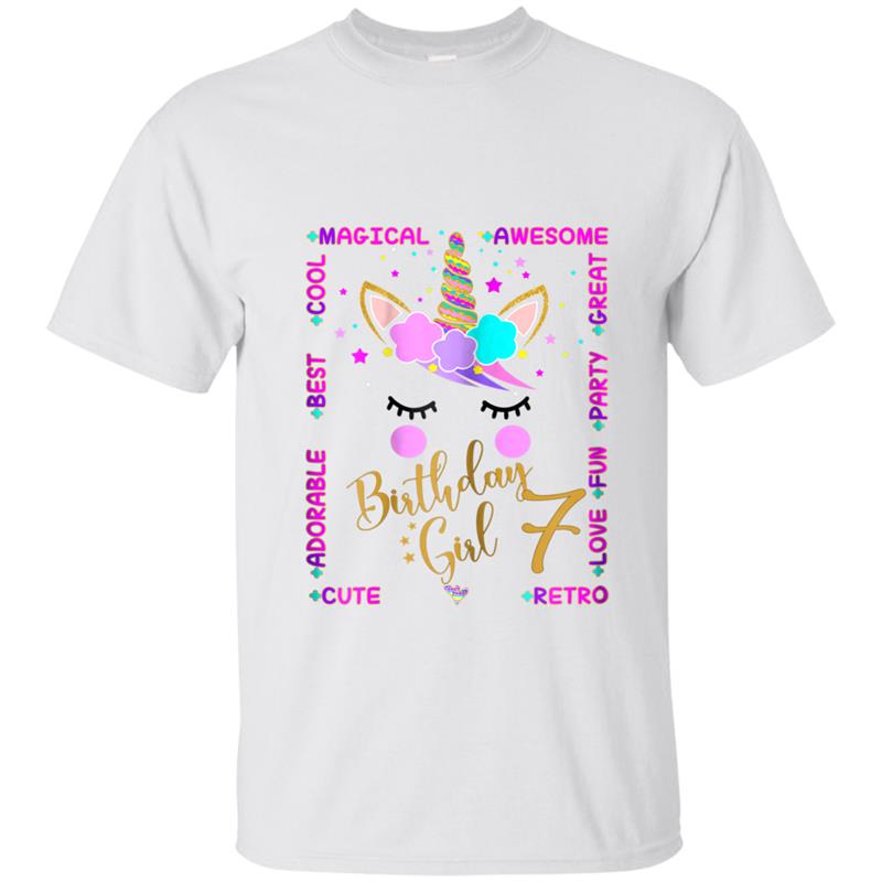 Unicorn 7th Birthday girl  Seven years old Kids Gift T-shirt-mt