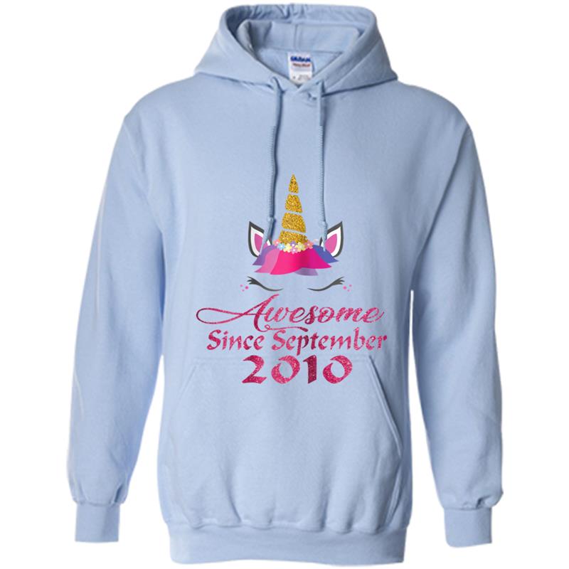 Unicorn 8th Birthday  Awesome Since September 2010 Tee Hoodie-mt