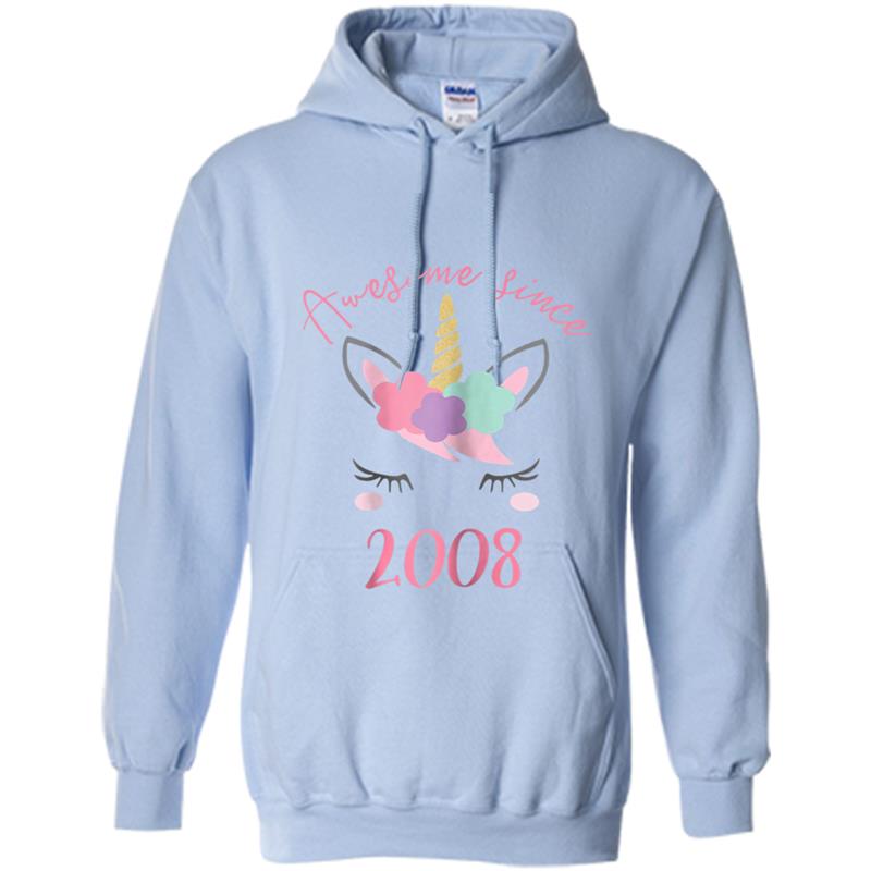 Unicorn Awesome Since 2008, Unicorn 10th Birthday Girl Hoodie-mt