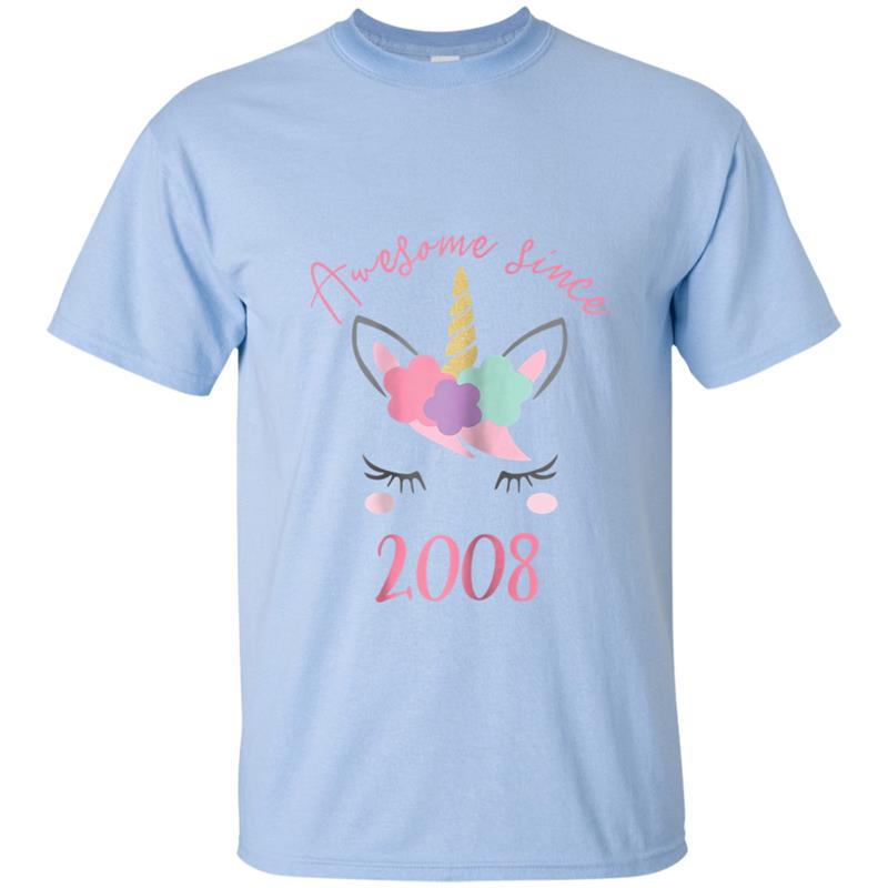 Unicorn Awesome Since 2008, Unicorn 10th Birthday Girl T-shirt-mt