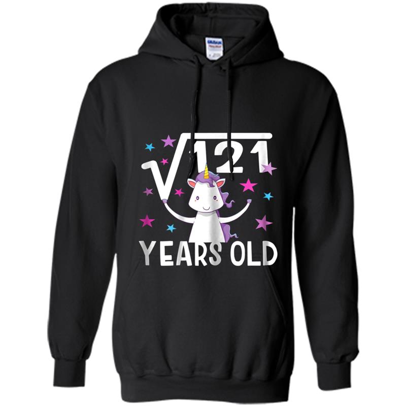 Unicorn Square Root 121 11 years 11th Birthday  girl Hoodie-mt