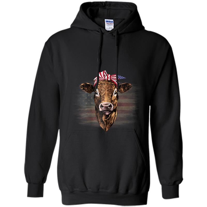 USA American flag Cow 2018 4th of July  for women Hoodie-mt
