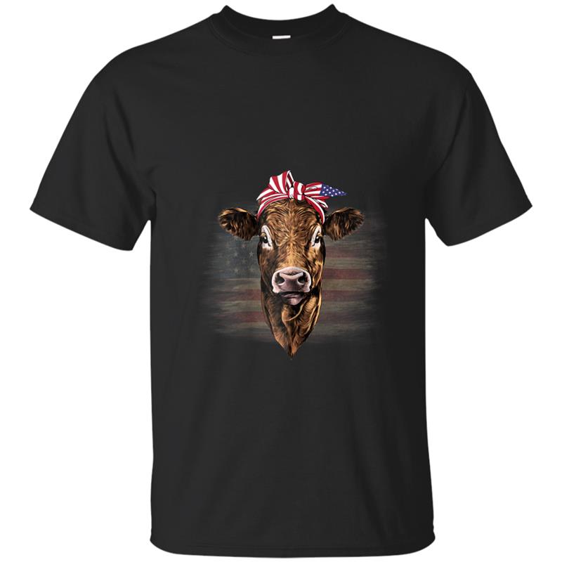 USA American flag Cow 2018 4th of July  for women T-shirt-mt