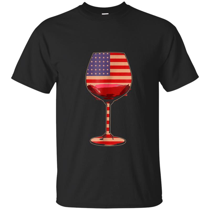 USA Flag Champagne Wine Cup  4th of July 2018 T-shirt-mt