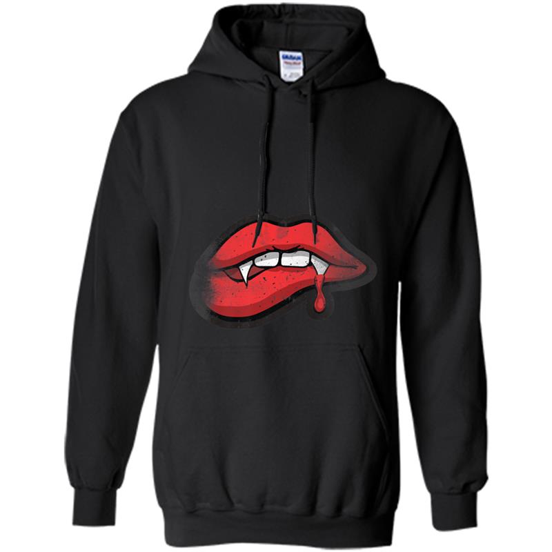 Vampire Lips Bite Me Gothic Spooky Creepy Fangtastic Hoodie-mt