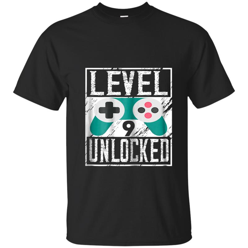 Vintage Level Unlocked 9  9th Birthday Gifts Tee T-shirt-mt
