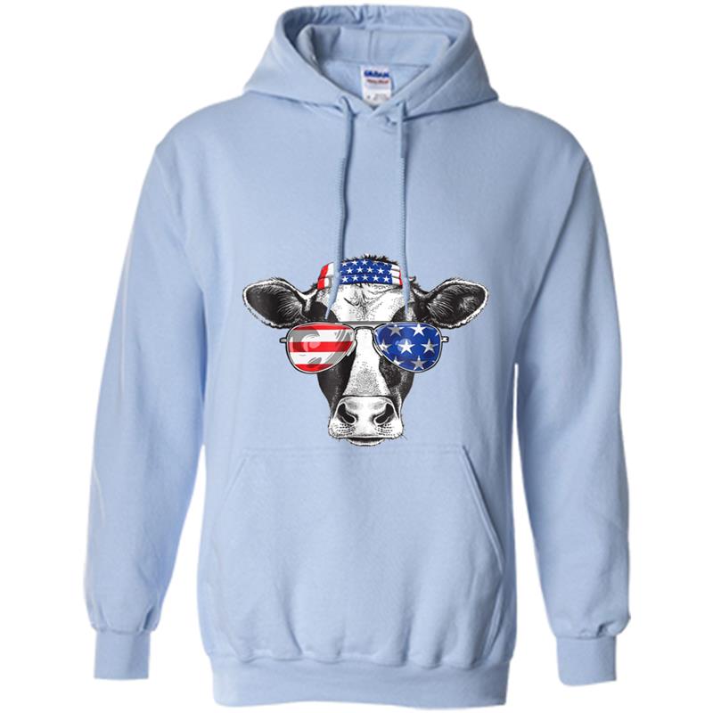 Vintage Patriot Cow  4th of July American Flag Hoodie-mt