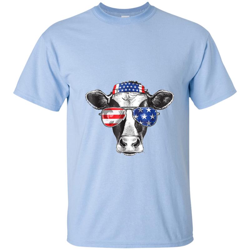 Vintage Patriot Cow  4th of July American Flag T-shirt-mt