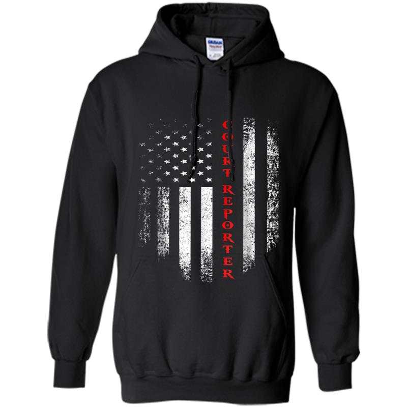 Vintage USA Court Reporter American Flag Patriotic Hoodie-mt