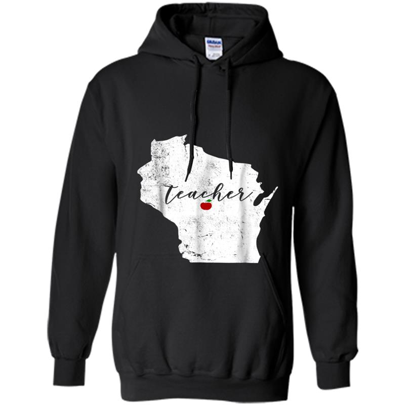 Wisconsin Teacher Apple . Dark Colors Hoodie-mt