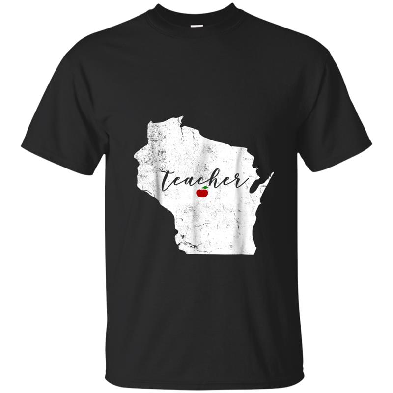 Wisconsin Teacher Apple . Dark Colors T-shirt-mt