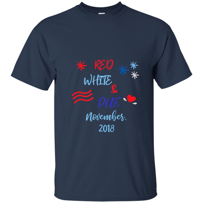 Womens 4th of July Pregnancy Due November 2018 T-shirt-mt