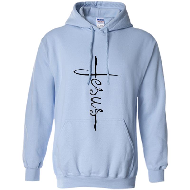 Womens Cross spells out Jesus  Christ  Lord  Pray  Angel  Gift Hoodie-mt