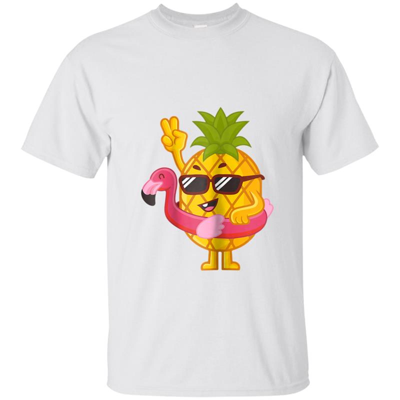 Womens Pineapple in Flamingo Float  Pink  Summer  Floaty  Gift T-shirt-mt