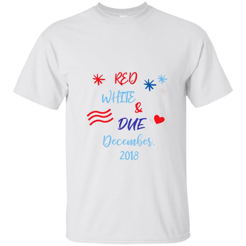 Womens Womens 4th of July Pregnancy Due December 2018 T-shirt-mt