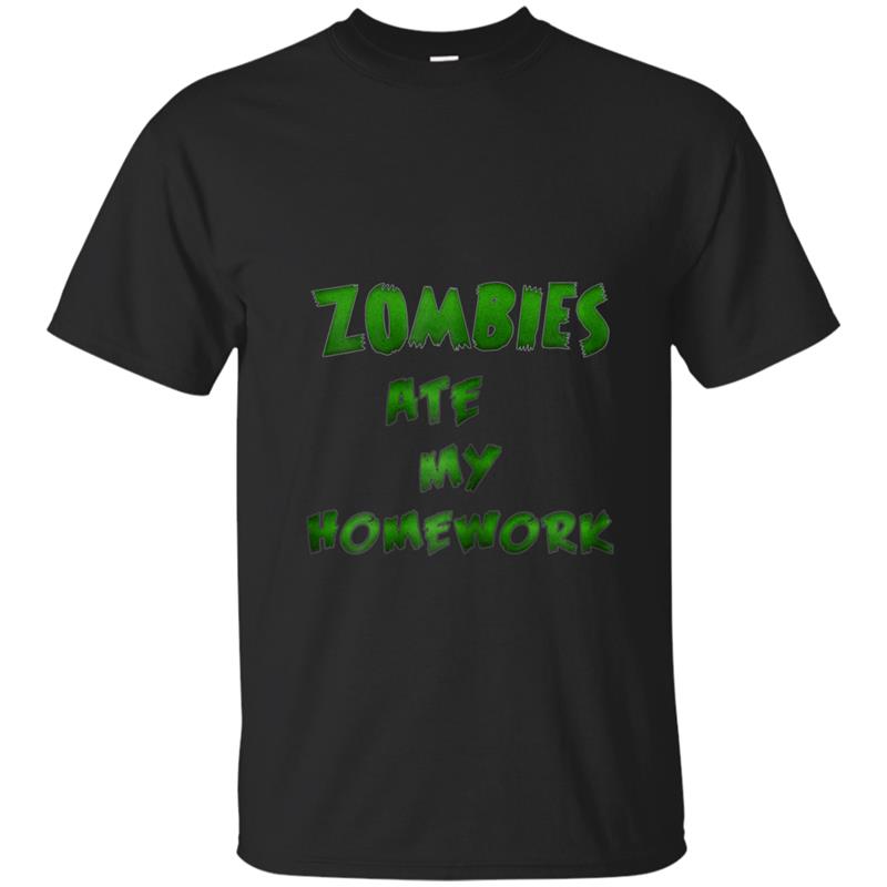 Zombies Ate My Homework - Fun Retro Slogan T-shirt-mt