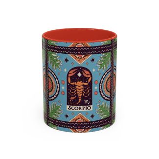 Red Scorpio Zodiac Ceramic Coffee Mug Bohemian Scorpion Astrology Cup 11oz