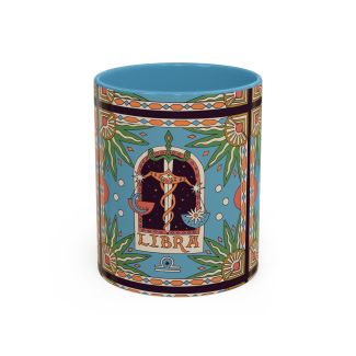 Light Blue Libra Zodiac Ceramic Coffee Mug Scales Celestial Astrology Cup 11oz