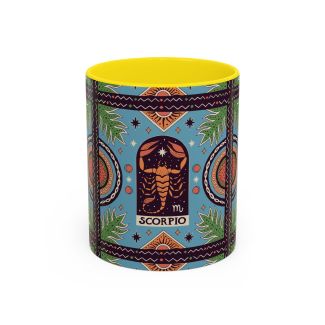 Yellow Scorpio Zodiac Ceramic Coffee Mug Bohemian Scorpion Astrology Cup 11oz