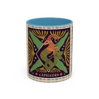 Light Blue Capricorn Zodiac Ceramic Coffee Mug Sea-Goat Astrology Art Cup 11oz
